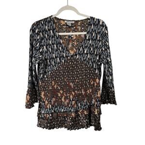 Alberto Makali Geometric Sequin Blouse Artsy Y2K Fairy Slinky Womens Size XL